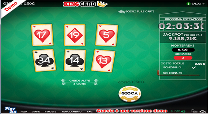 Schemata di gioco di King card