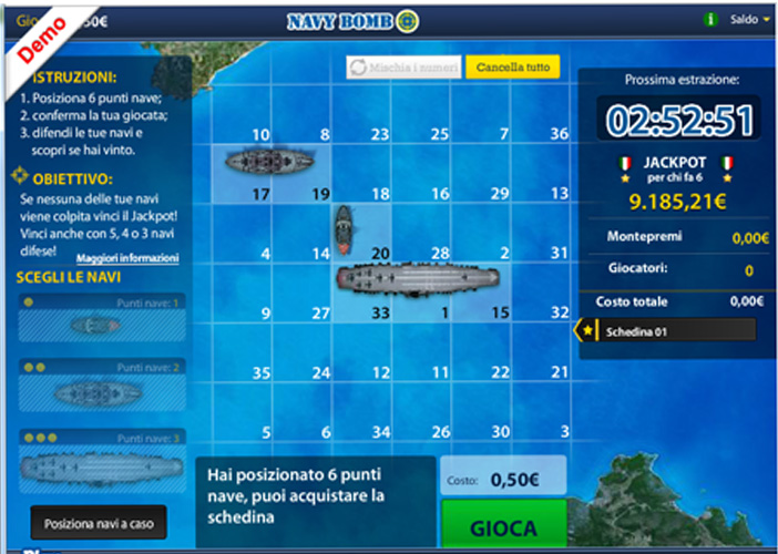 Schermata di gioco di Navy Bomb