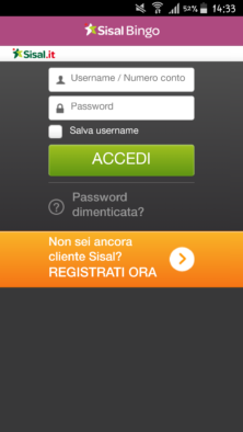 schermata app sisal bingo