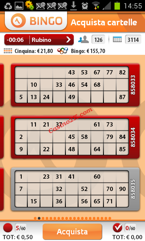 schermata app sisal bingo